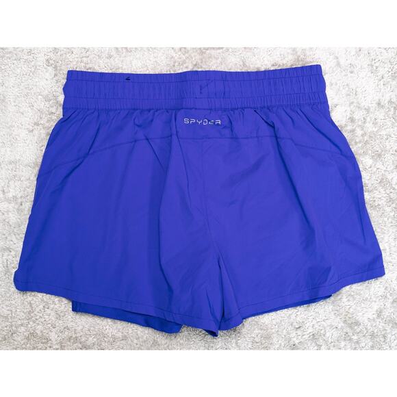 Spyder Active Lined Blue Running Shorts Womens Size M NWOT - Picture 2 of 11